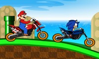 Course de moto Sonic contre Mario